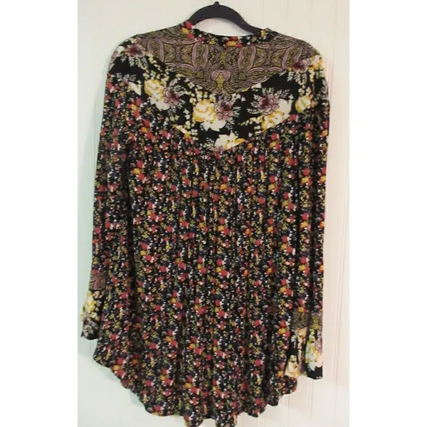 Anthropologie boho tunic top by Free People multi print floral sz Medium - Image 2