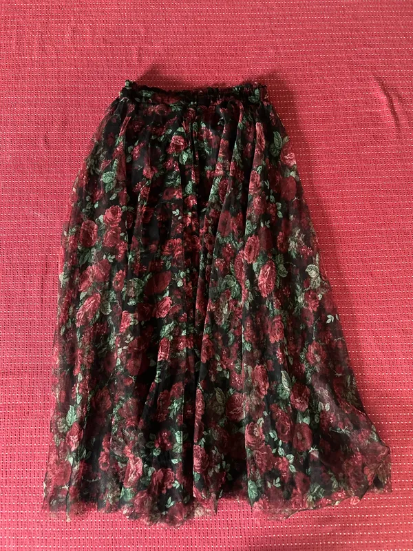 Stradivarius rose floral midi skirt - Image 2