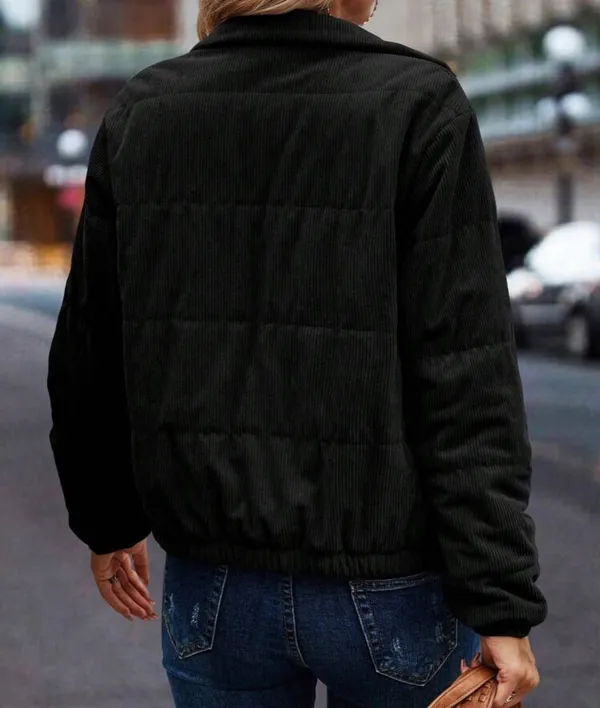 Zip up snap button padded coat Black Size M - Image 2