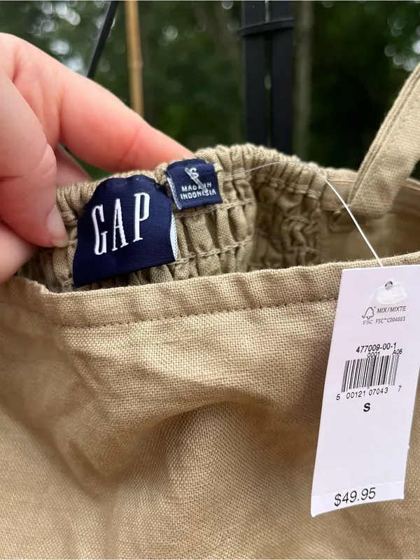 Gap Women’s Beige Linen Cotton Blend Cropped Tube Top Sz S NEW Removable Straps - Image 2