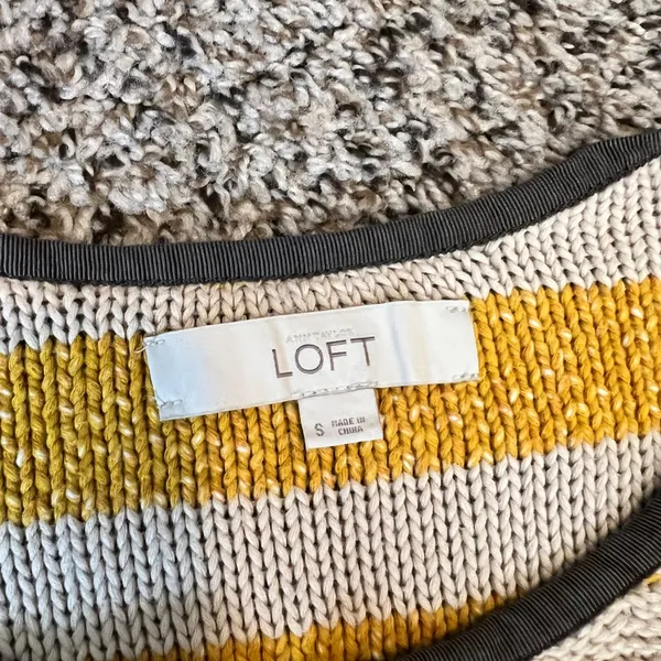 LOFT Women's Striped Double Breasted‎ Knit Cardigan Sweater Size S - Image 2