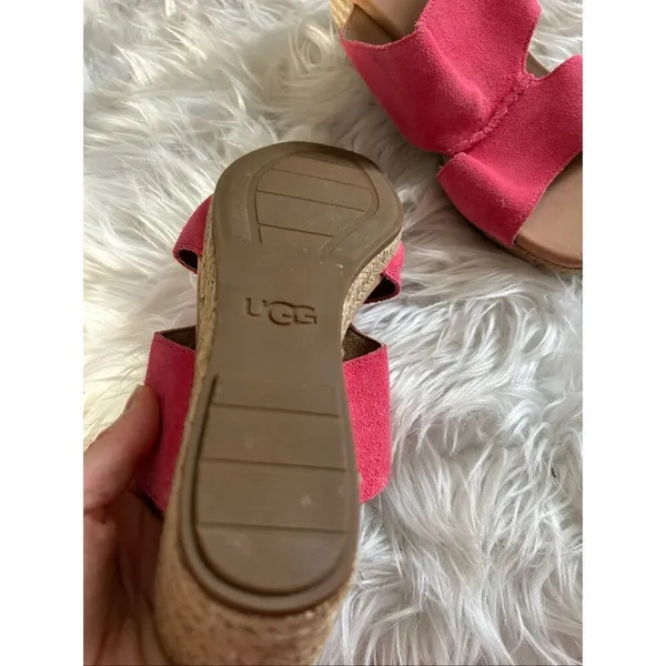 Ugg Sandal Suede Espadrilles Wedge Women's US 8 Slip On Shoes red/orange - Image 4