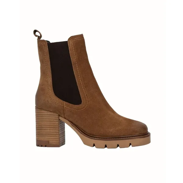 Vintage Foundry Co. Sz 8 Cognac Penelope Suede Leather Block Heel Chelsea Boots - Image 2