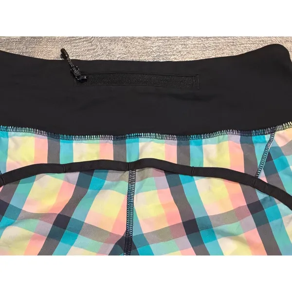 Lululemon Speed Up Shorts 4" Size 2 Rainbow Plaid Yellow Black‎ Running Athletic - Image 8