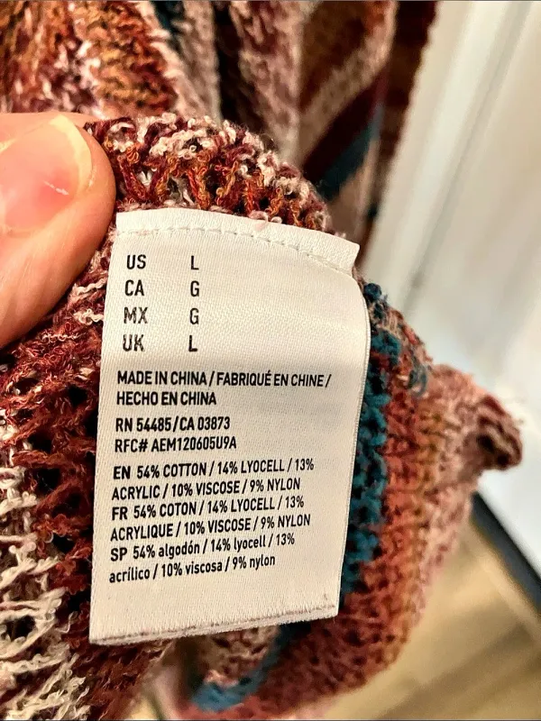 American Eagle Outfitters Striped Open Knit Cardigan waterfall in Brown & Blue 1 - Image 4
