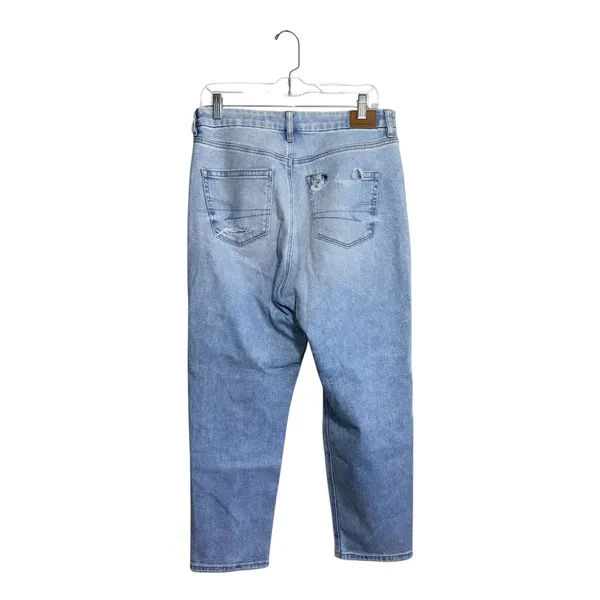 American Eagle Curvy Mom Jeans Light Wash Ripped High Rise 10 Short - Image 5