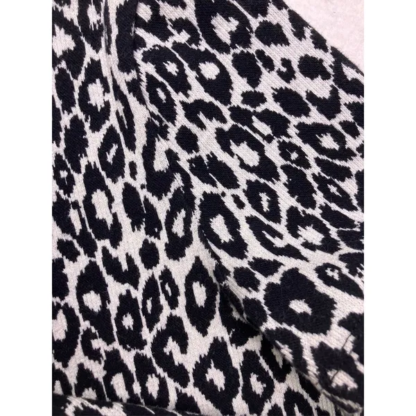 eri + ali Knit Top Women S Black‎ White Leopard Print Short Sleeve Crew Neck - Image 7