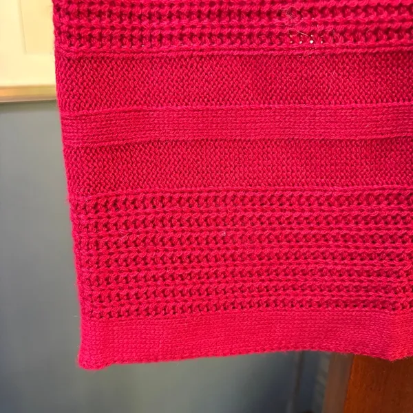 Unisex Red Cotton Knit Infinity Scarf, Tunnel Neck - Image 5