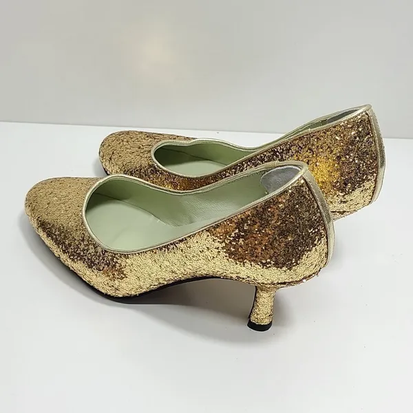 Shoes of Prey Bridal Gold‎ Glitter Pumps Size 35 - Image 5