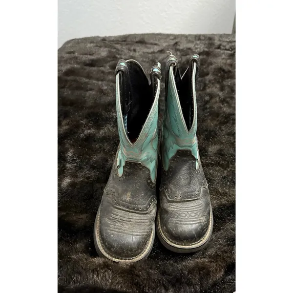 Justin Boots Aqua Cowboy Boots Leather Gypsy Cowgirl Western Gemma Ankle Height 6.5 B - Image 2