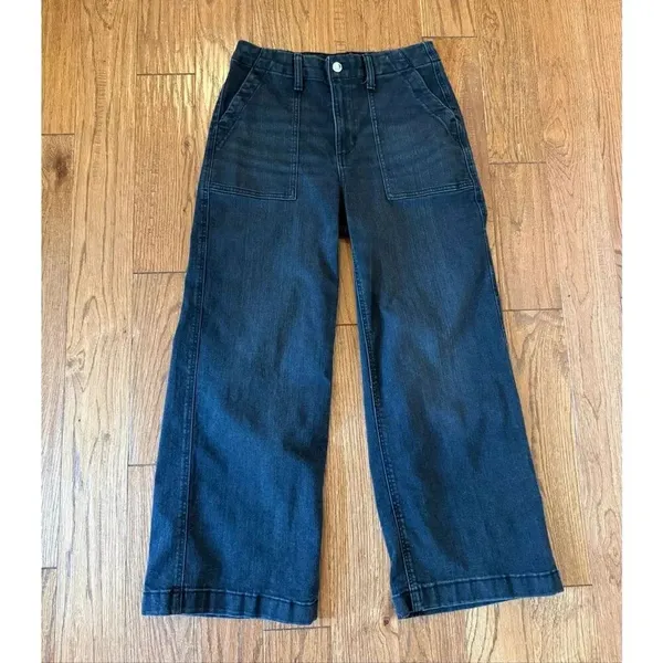Sonoma high rise utility black wash straight crop Jean 8 petite - Image 2