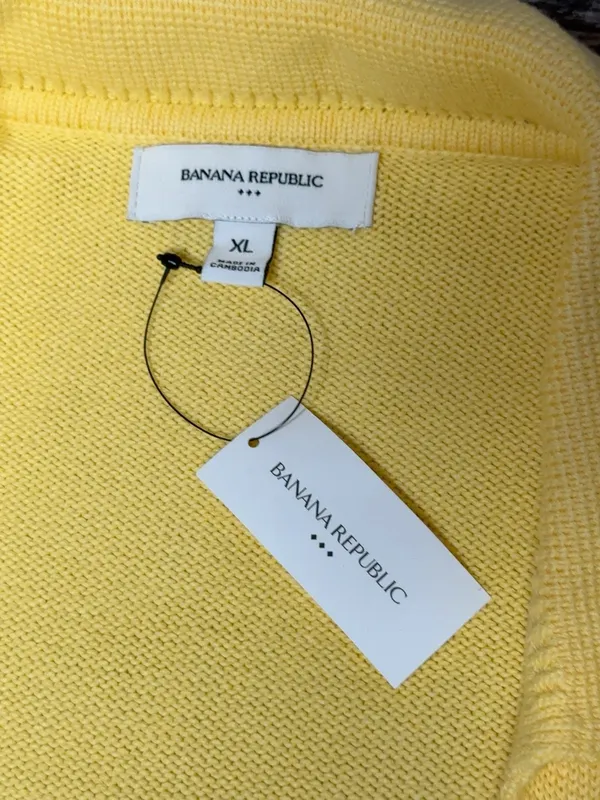 Banana Republic NWT Yellow Cotton Short Sleeve Polo Sweater XL - Image 7