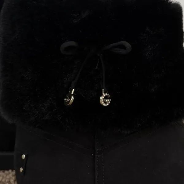 NEW GBG Los Angeles Faux Fur Winter Ankle Boots 10 Black Cozy Slip On Boots - Image 5