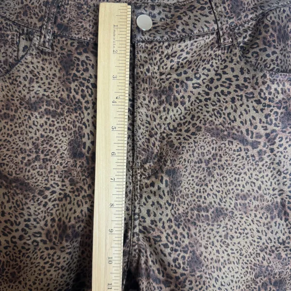 12th Tribe Womens After Hours Coated Leopard Pants Small - Image 6
