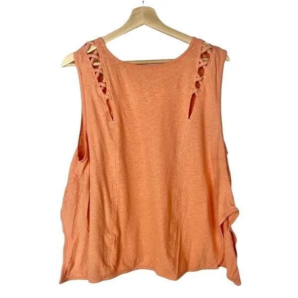 Free People We‎ the Free Summers End Orange Linen Swing Tank Top S - Image 4