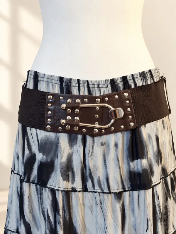 Metro Wear Tiered Maxi Skirt With Studded Belt Size L - Image 2