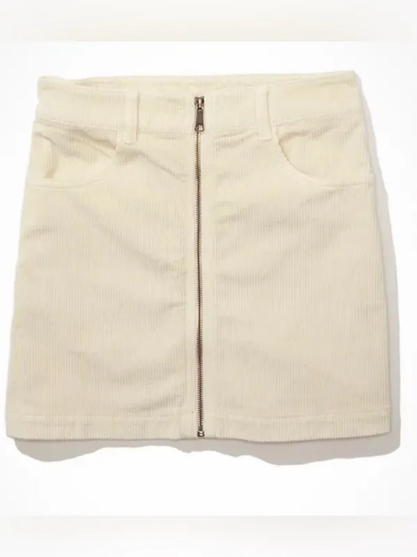 American Eagle Outfitters Cream Zip-Front Mini Skirt Size 2 - Image 2
