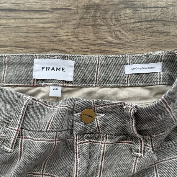 FRAME Le Crop Mini Boot Window Pane Plaid Pants Size 24‎ - Image 5