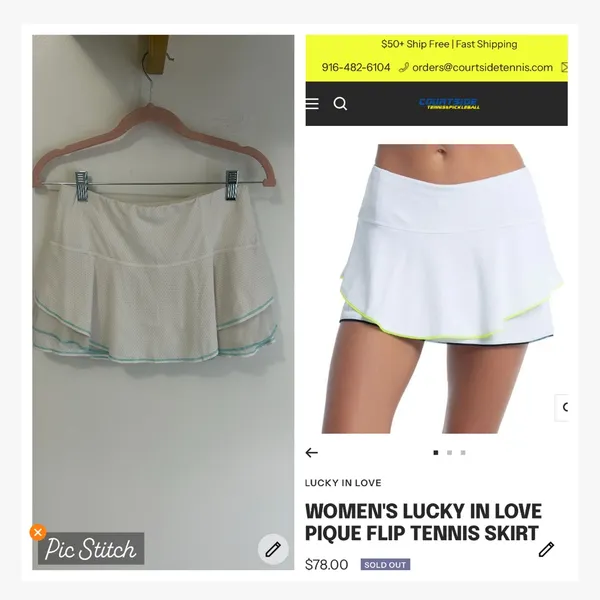 Lucky in Love Pique Flip Pickleball Tennis Skort White - Image 2