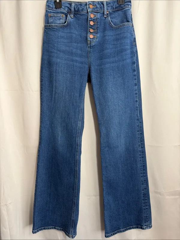 Boden Denim Button Fly Flare Denim Jeans Medium Wash High Rise Size 6 Regular - Image 2