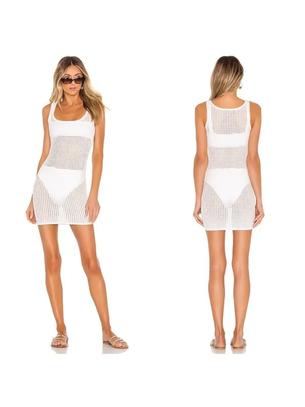 Superdown Talulah White swimsuit Cover up Knit Mini size M - Image 2