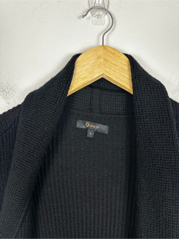 Quince Australian Merino Wool Duster Cardigan Black Sz S - Image 4
