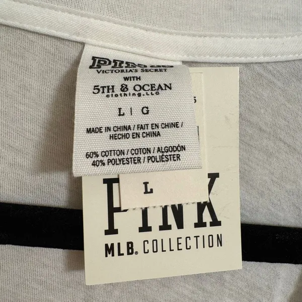 PINK Victorias Secret Los Angeles Dodgers Play Ball V Neck Top Large NWT - Image 4