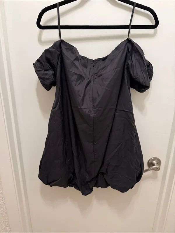 Staud Black Bubble Mini Dress - Image 4