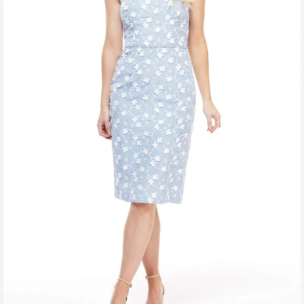 Blue Floral Sleeveless Maggy London Dress - Image 2