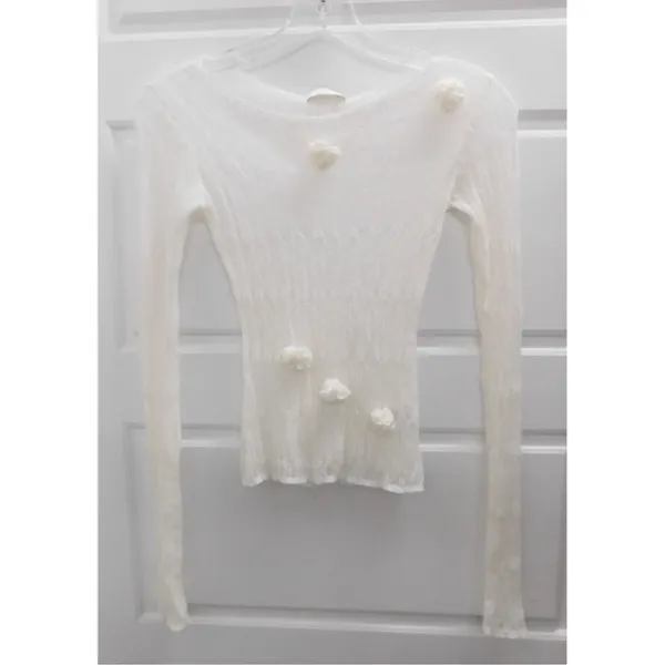Meshki 2 Piece Set White Stretchy Knit Top And Long Maxi Skirt sz S - Image 4