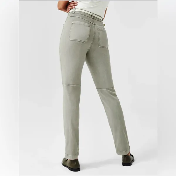 SPANX Stretch Twill Straight Leg Pants Olive Oil Green Size XS - Image 4