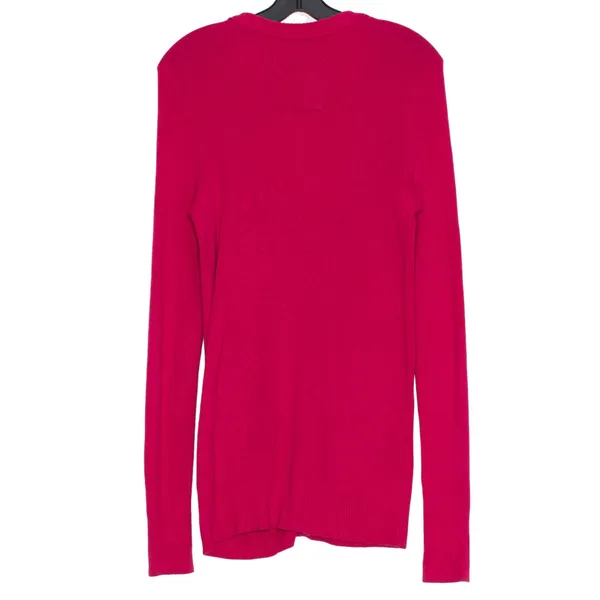 Abercrombie Cardigan Sweater Hot Pink V Neck Preppy Y2K Logo Minimalist Large - Image 3