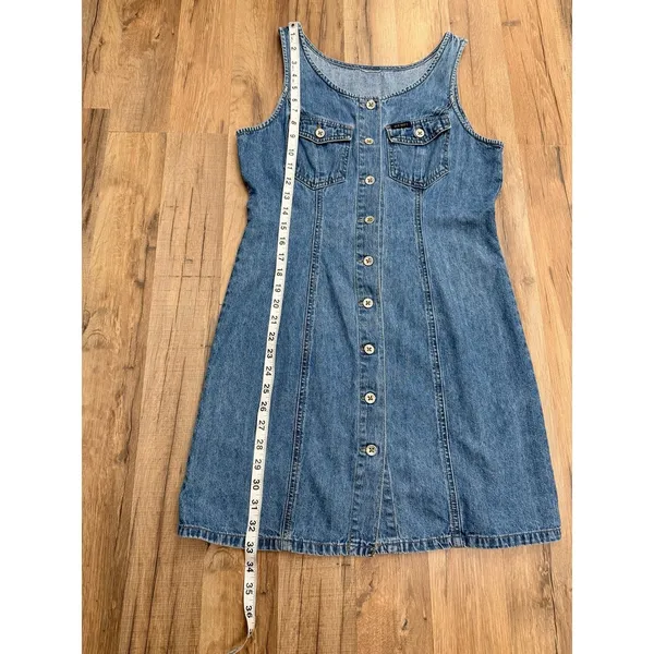 Old‎ Navy Denim Button Front Mini Dress Sleeveless Blue Women’s Medium Wash - Image 5