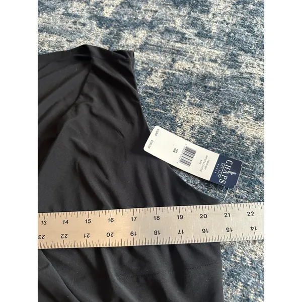 Chaps Black Dress Draped V-Neck Jersey Knit Stretch Sleeveless Plus Size 18W NEW - Image 5