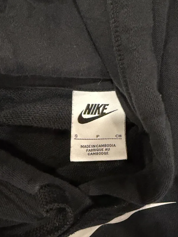 Nike Black Fleece Pullover Cropped Hoodie Women's Size S Logo Graphic Print - Image 3