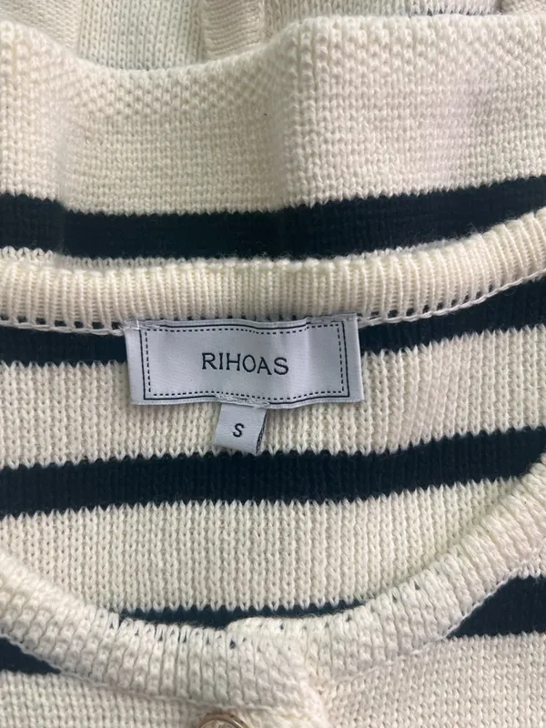RIHOAS Cream and Black Striped Button-Front Cardigan - Image 3