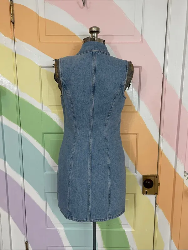GRLFRND Denim Selena Cotton Zip Front Western Corset Mini Dress Sz S 🧡🎀 - Image 8