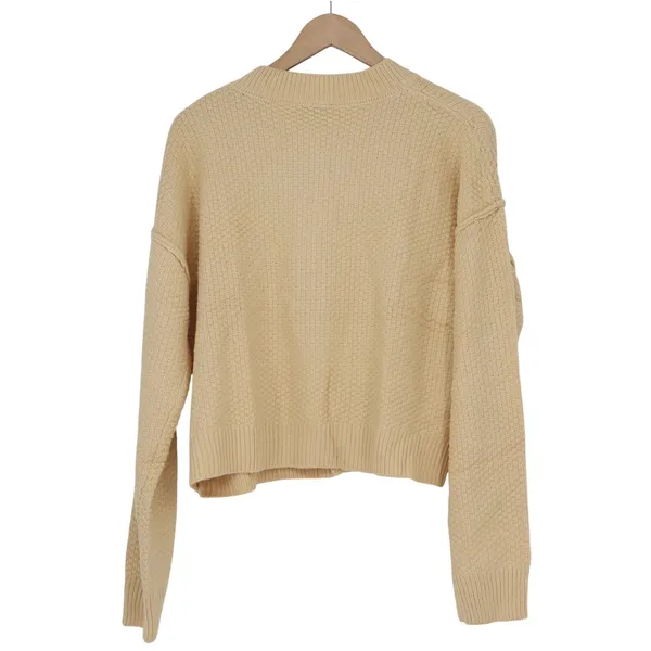 Fashion Women Yellow Textured Knit Button Front Cardigan Sweater L - Image 6