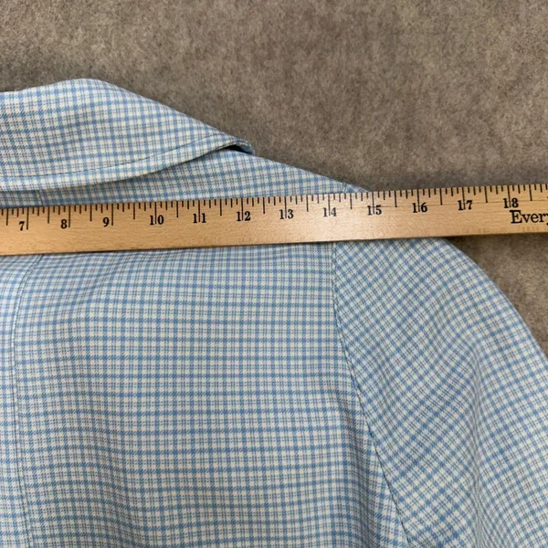 Vintage London Fog Trench Coat Womens 16 Reg Blue Gingham Retro Mod Academic 70s - Image 7