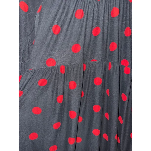 Women Black Red Polka Dot Pinup Babydoll M Top Bell‎ Sleeve Whimsygoth Indie - Image 2