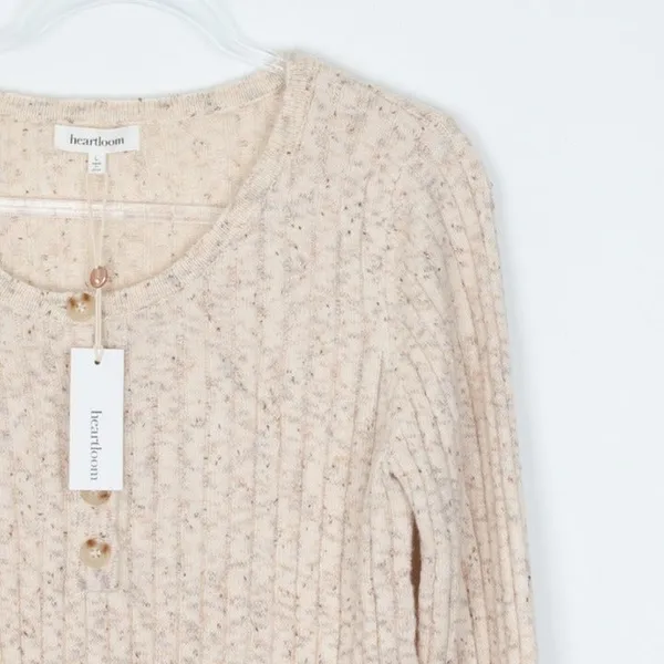 NWT Heartloom Womens Lilah Henley‎ Pullover Sweater in Oat Size L Minimalist - Image 3