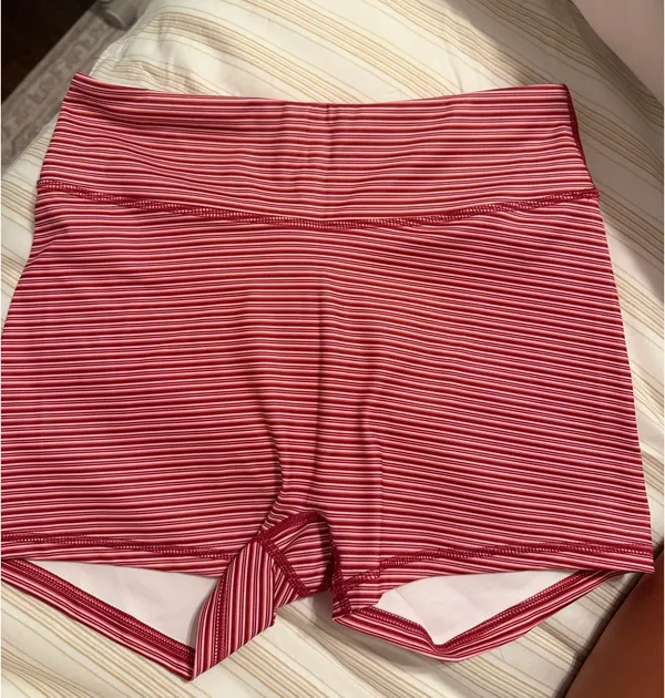 Pink Striped Workout Top & Shorts Set | Size Medium | NWT - Image 3