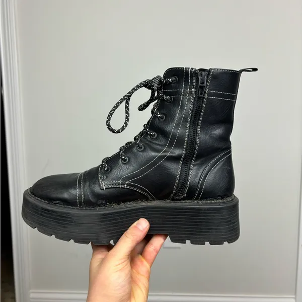 ASOS Black combat lace up‎ boots - Image 2
