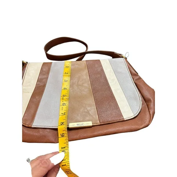 Relic Women's Multi-Color Striped Faux Leather Crossbody Bag With Polka Dot Inte - Image 8