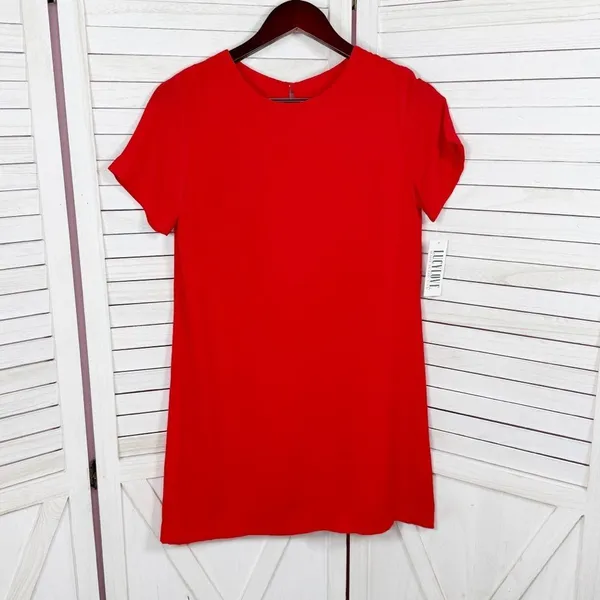 Lucy Love Short Sleeve Tunic Mini Shift Shirt‎ Dress Red XS XSmall - Image 6