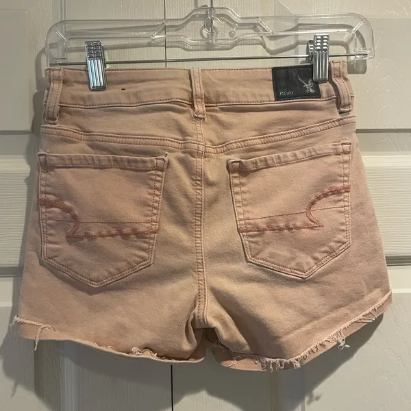 American Eagle Pink Hi Rise Super Stretchy Jean Shortie Shorts‎ - Image 3