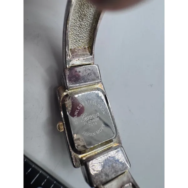 Geneva Platinum‎ Cuff Bracelet Watch Vintage Silver Tone Bangle Japan Movt - Image 3