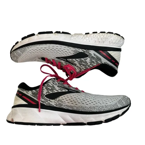 Brooks Ghost 11 Womens‎ 10 Sneakers White Black Pink Running 1202771B192 Shoes - Image 2