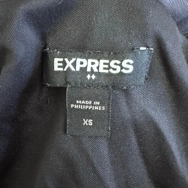 Express Women’s Black Sleeveless Ruched Midi Dress Tulip Hem Bodycon Tank XS‎ - Image 2