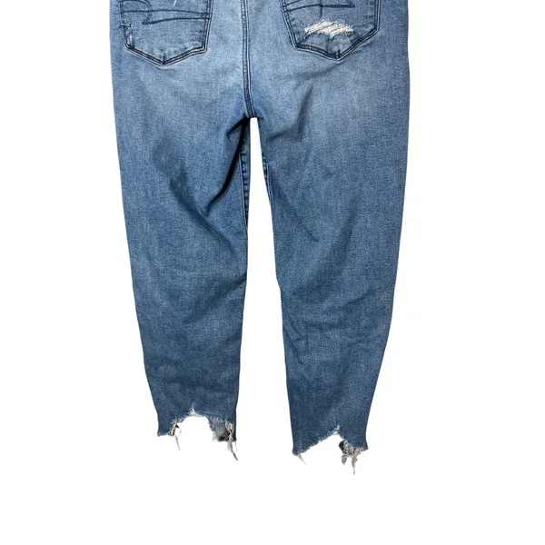 American Eagle Slim Straight‎ Jeans Distressed Ripped Raw Hem Size 12 - Image 7